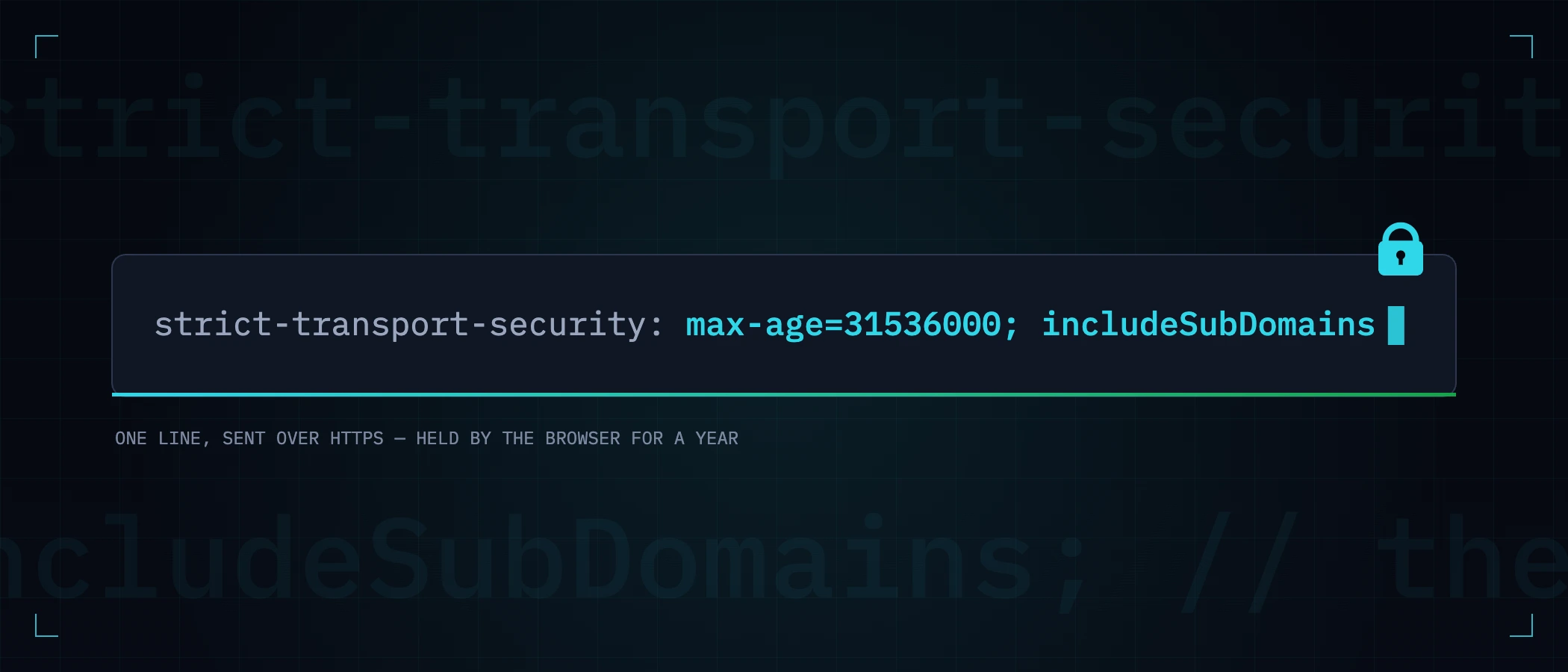 A terminal row showing the header strict-transport-security: max-age=31536000; includeSubDomains